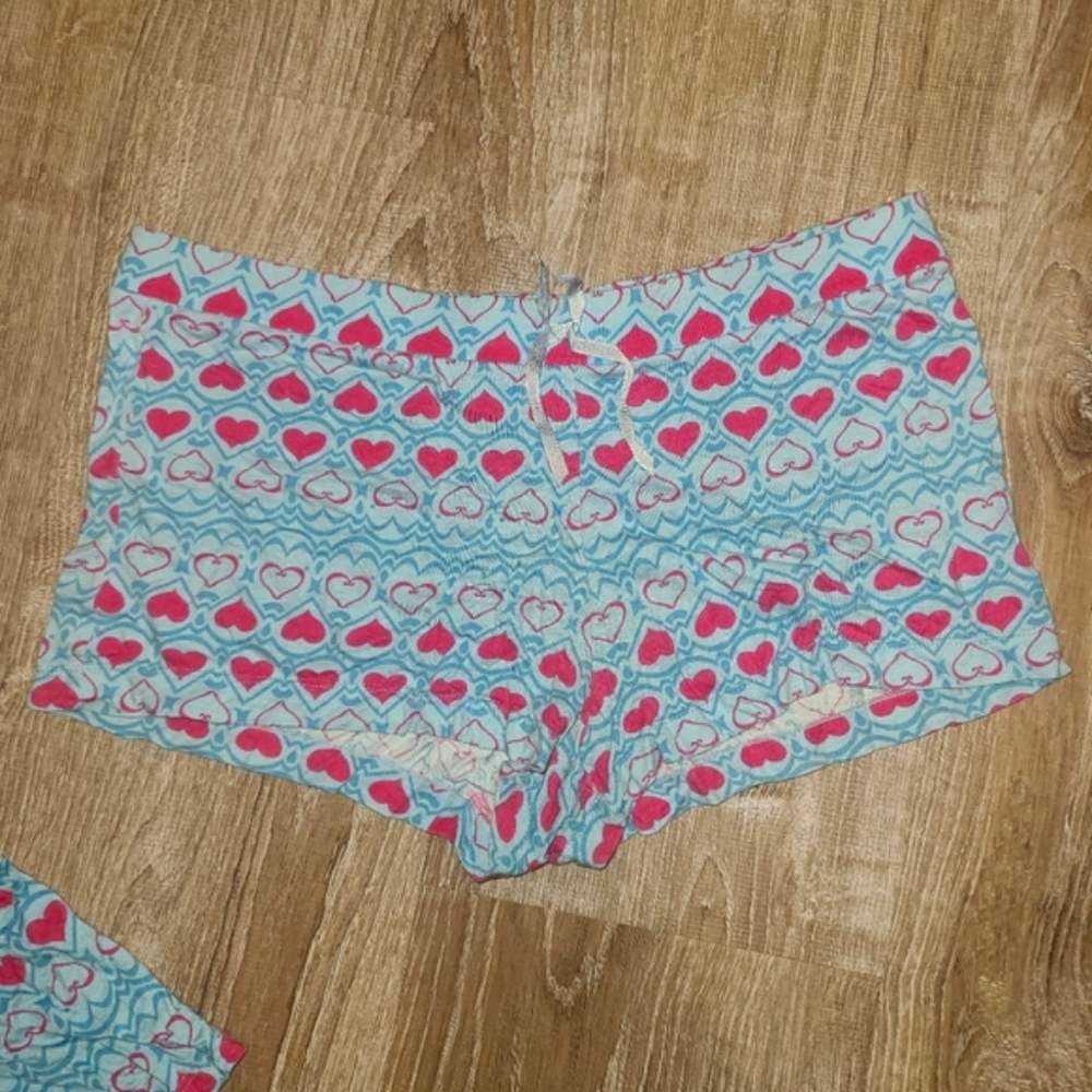 Candie's Girls/women's Pajama Set - Blue and Pink Hearts M - Picture 3 of 6